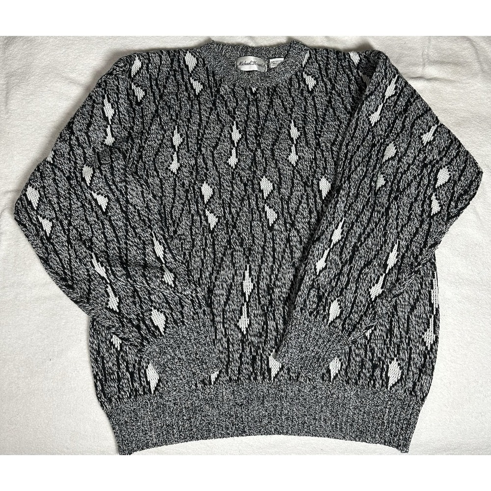 Vintage 1990s Michael Gerald Sweatshirt Grandpacore Geometric Pattern XL